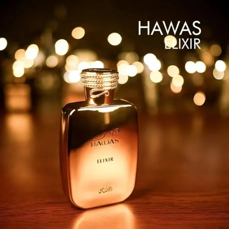 Original Arab Perfumes Rasasi Hawas Elixir Eau de Parfum Spray 100 ML/3.4 Oz Lasting Oriental Vanilla Pheromones Cologne Perfume