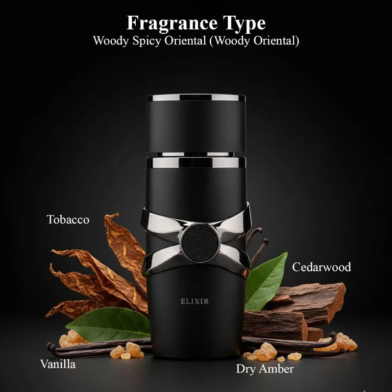 Asad Elixir EDP Spray 100 ML Premium Portable Oriental Spicy Woody Men Perfume 3.4 Oz Lasting Male Signature Fragrance Pheromone