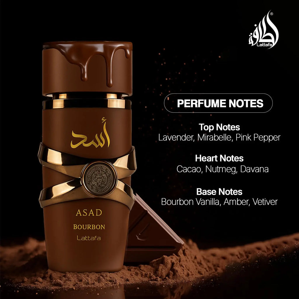 Original Lattafa Asad Bourbon for Unisex Eau De Parfum Spray 100ml Luxury Brand Perfume High Quality Perfume Dubai Chocolate