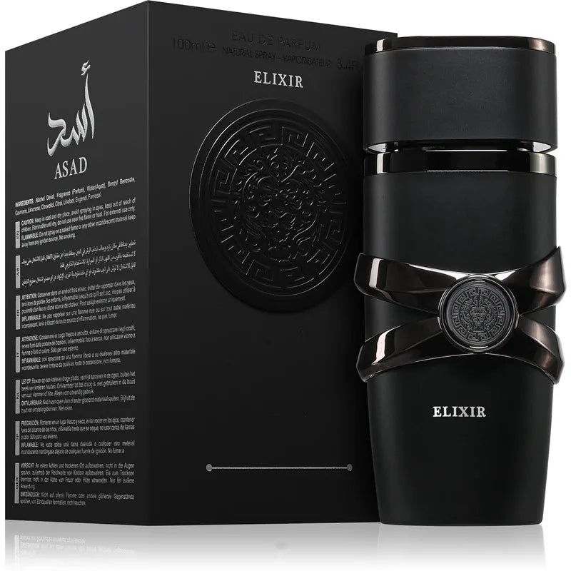 Asad Elixir EDP Spray 100 ML Premium Portable Oriental Spicy Woody Men Perfume 3.4 Oz Lasting Male Signature Fragrance Pheromone