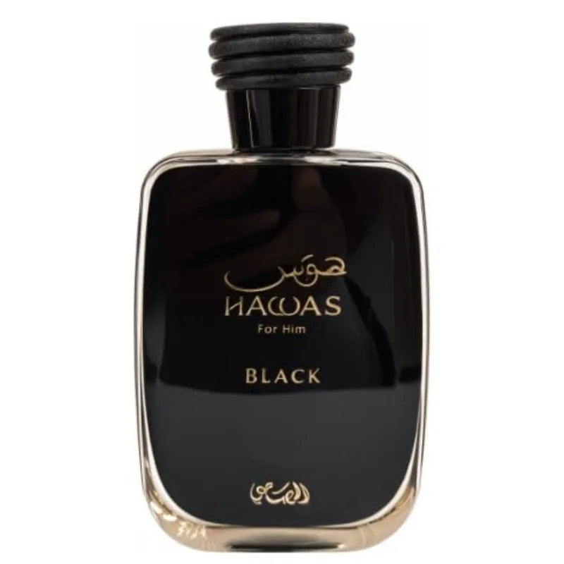 Original Arab Perfume Rasasi Hawas Black Eau de Parfum Spray 3.4 Ounce Long-Lasting Aromatic Fruity Masculine Pheromones Cologne